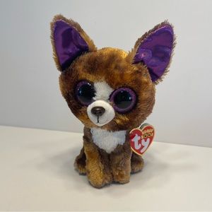 Beanie Boo 6" Dexter Purple Sparkly Ears Glitter Eyes Chihuahua Dog NWT
